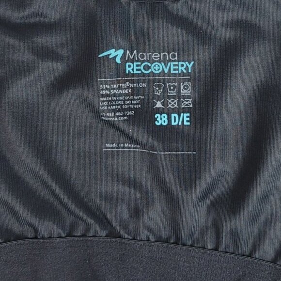 Marena Recovery Front Close Bra Black 38 D/E Wirefree Wide Straps Post Surgery - Picture 12 of 13